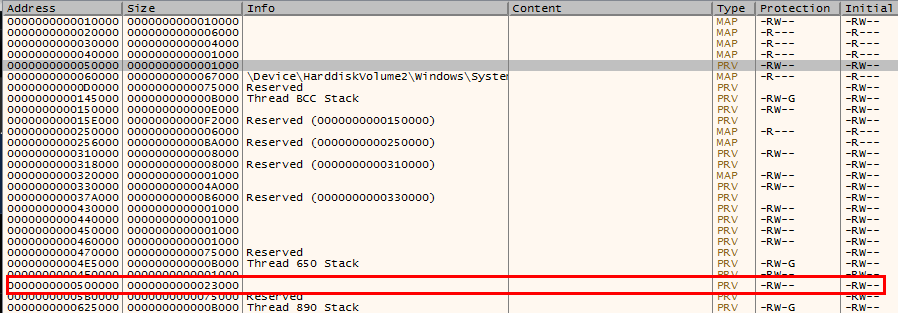PE Memory view of the unpacked malware