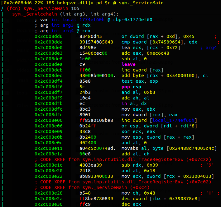 ServiceMain function disassembly
