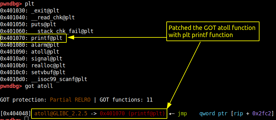 atoll function patch with printf function