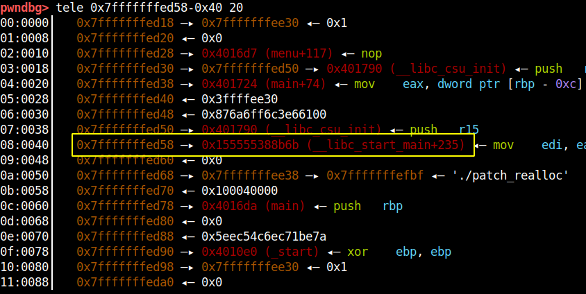 function stack which has main function return address
