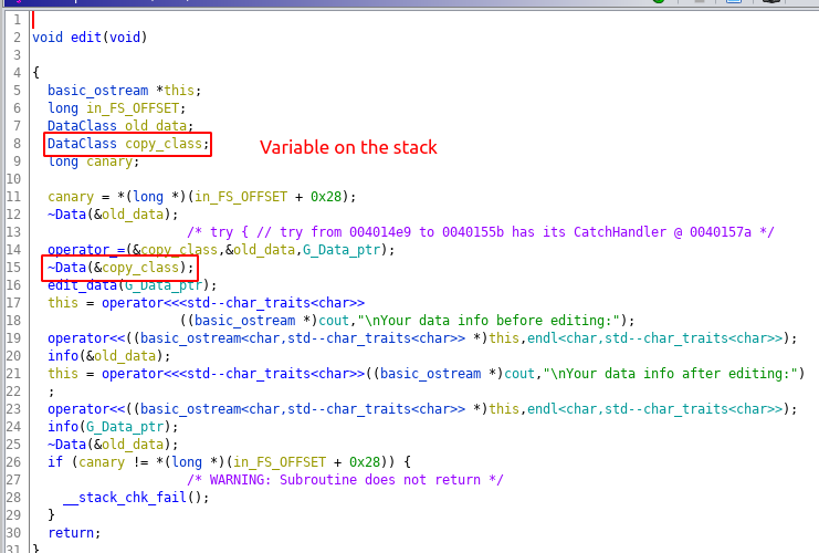 decompilation of edit function